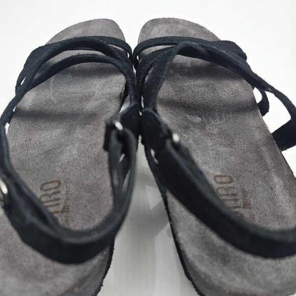 Munro Tarifa Sandal Womens 10 NARROW Black Suede Strappy Wedge Travel Casual - Picture 12 of 15